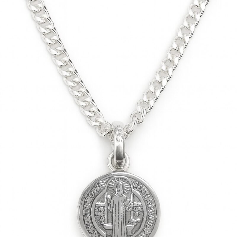 Cadena Cubana con Dije de San Benito Plata 925